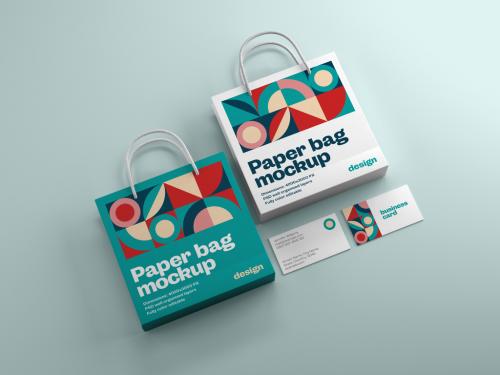 Adobe Stock - Paper Bag Branding Mockup with Business Cards - 398550719