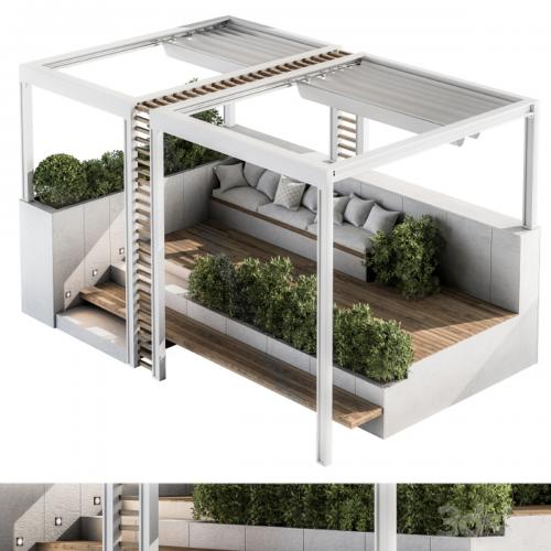 Roof Garden and Landscape Furniture with Pergola 07