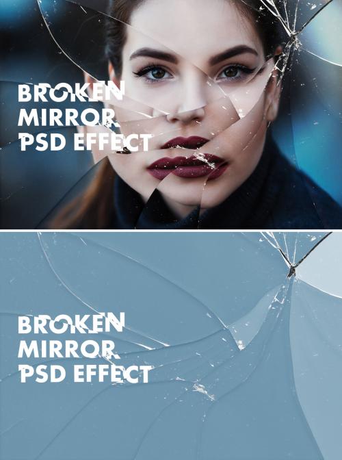 Adobe Stock - Broken Mirror Photo Effect Mockup - 399591230