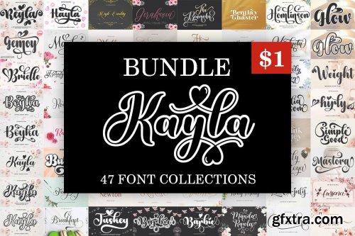 Kayla Font Bundle - 47 Premium Fonts