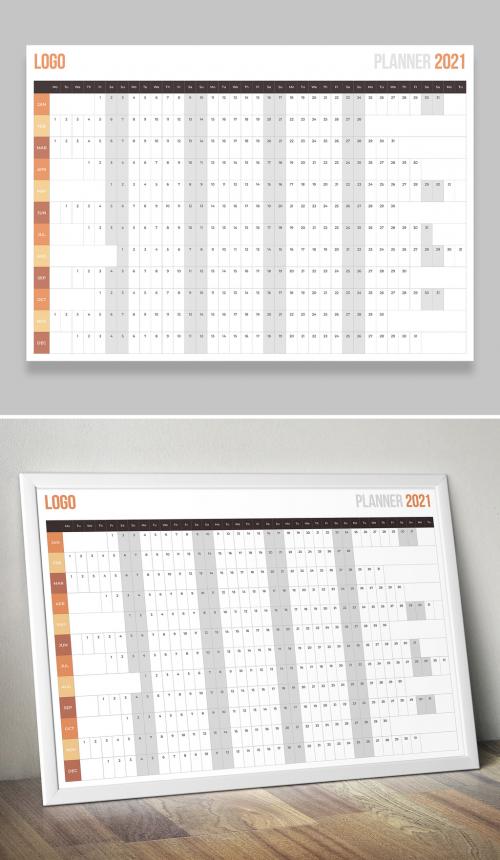 Adobe Stock - 2021 Annual Year Planner Layout - 399838646