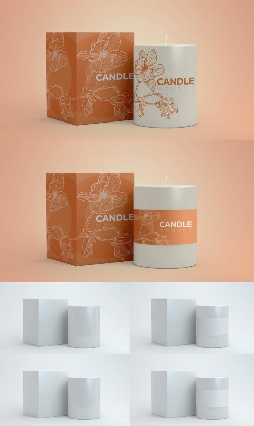 Adobe Stock - Isolated Front Candle and Box Mockup - 400051712