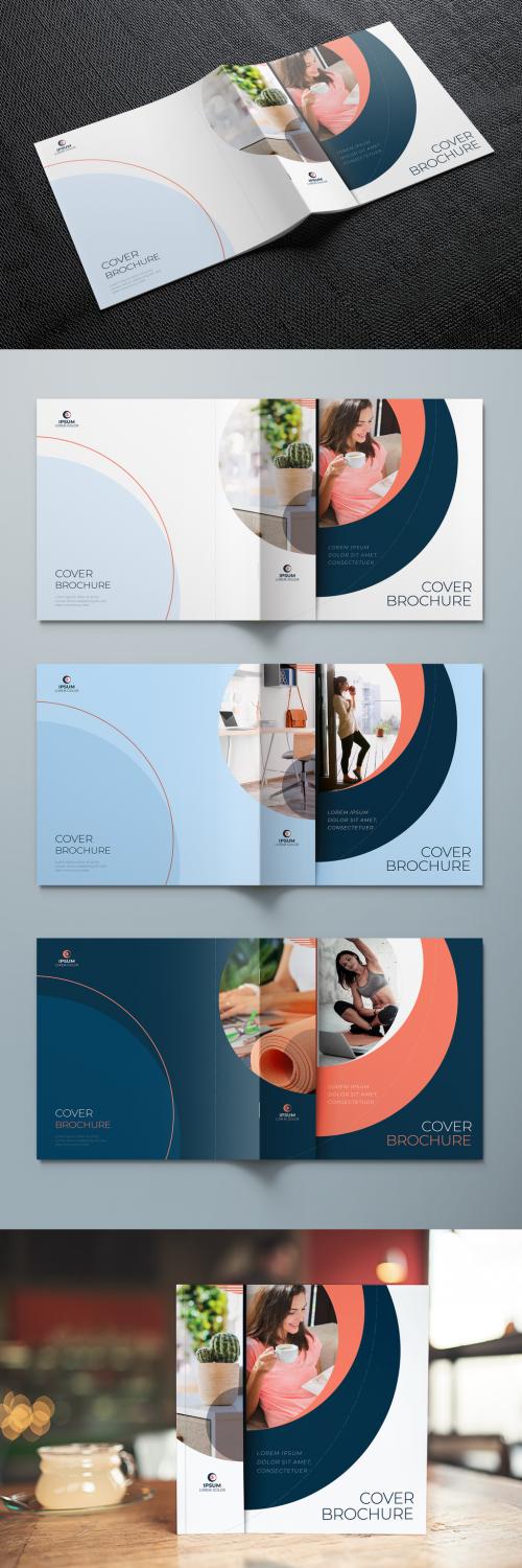 Adobe Stock - Square Report Cover Layout Set with Coral Dynamic Elements - 400275135