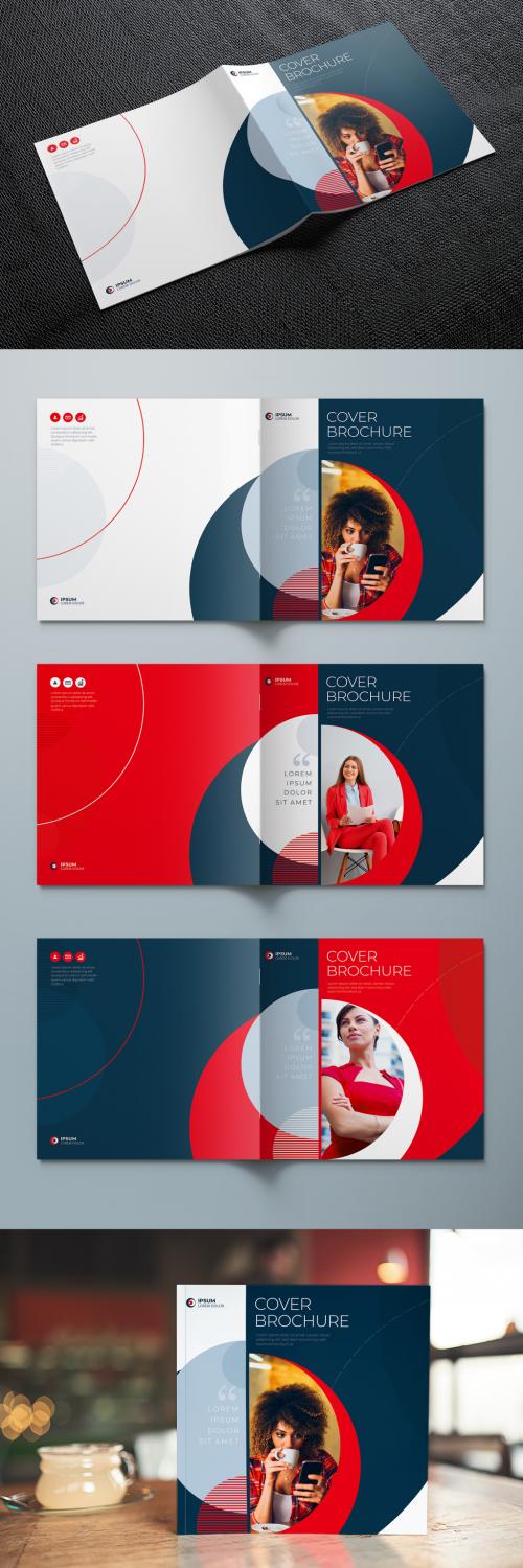 Adobe Stock - Square Report Cover Layout Set with Red Dynamic Elements - 400275143