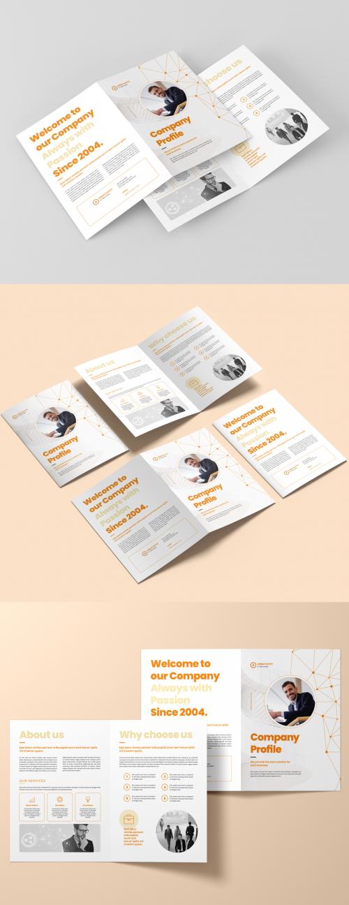 Adobe Stock - Bi-Fold Brochure Layout with Abstract Low Poly Line Elements - 400847487