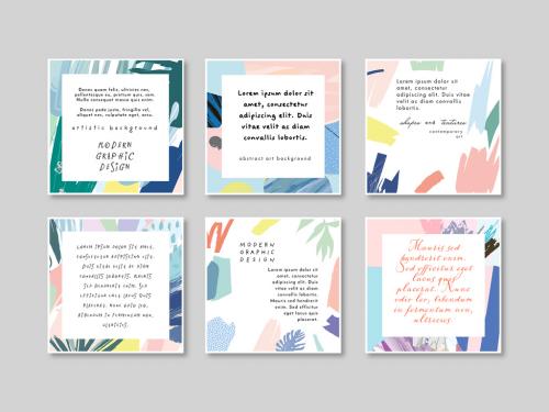Adobe Stock - Floral Cards with Flowers and Leaves Layout - 401426234