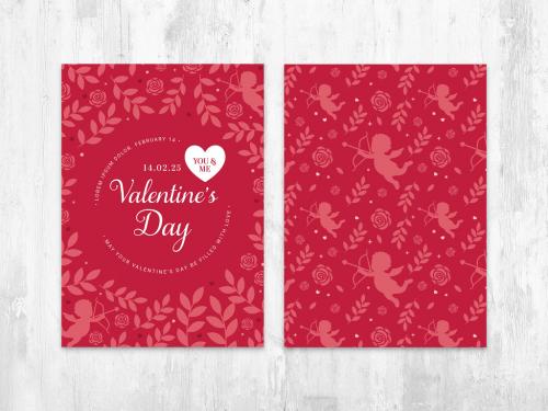 Adobe Stock - Elegant Valentines Day Card Layout Invite with Red Floral Background - 401428330