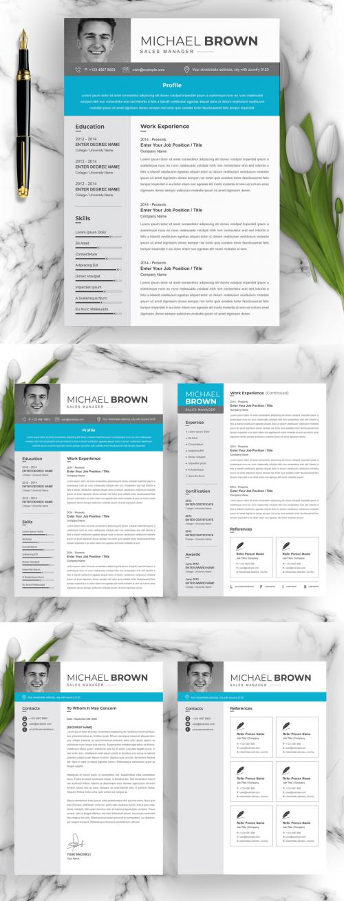 Adobe Stock - Resume and Cover Letter Layouts with Gray Sidebar - 403480229