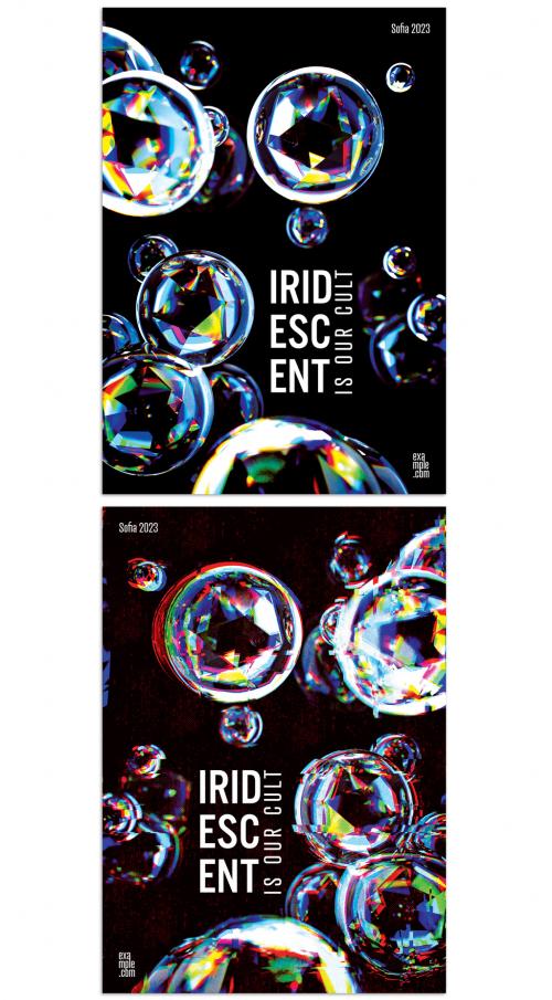 Adobe Stock - Modern Poster Design Layout with Translucent Iridescent Spheres - 405245956
