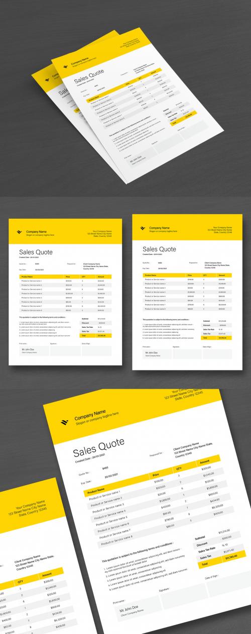 Adobe Stock - Sales Quotation Layout with Yellow Accents - 405271324