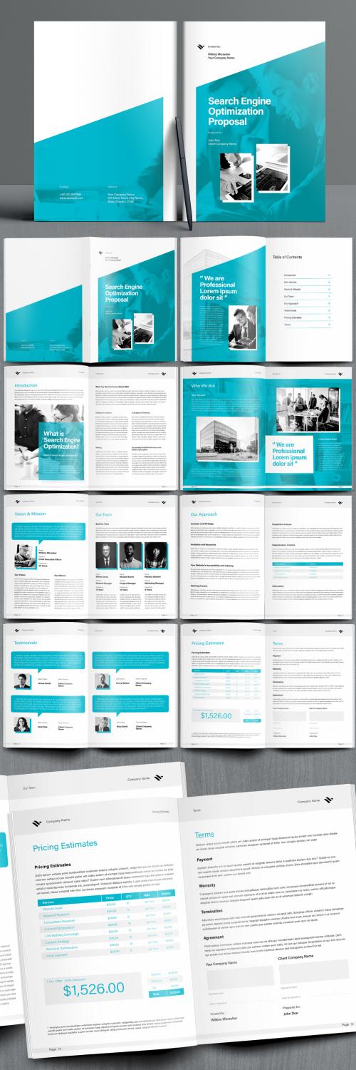 Adobe Stock - Search Engine Optimization Proposal Booklet Layout with Teal Accents - 405271349