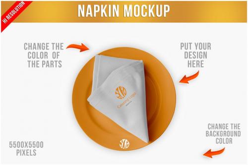 A Napkin on a Restaurant Plate Mockup