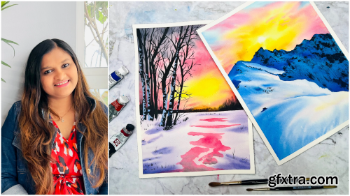 Arctic Dreams: Learn to Paint Winter\'s Beauty with Sunset Hues and Mountain Blues