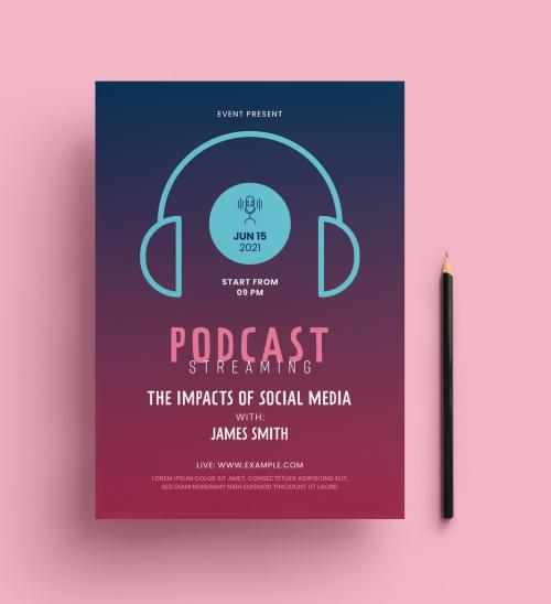 Adobe Stock - Podcast Flyer Layout with Cyan and Pink Accents - 407262916