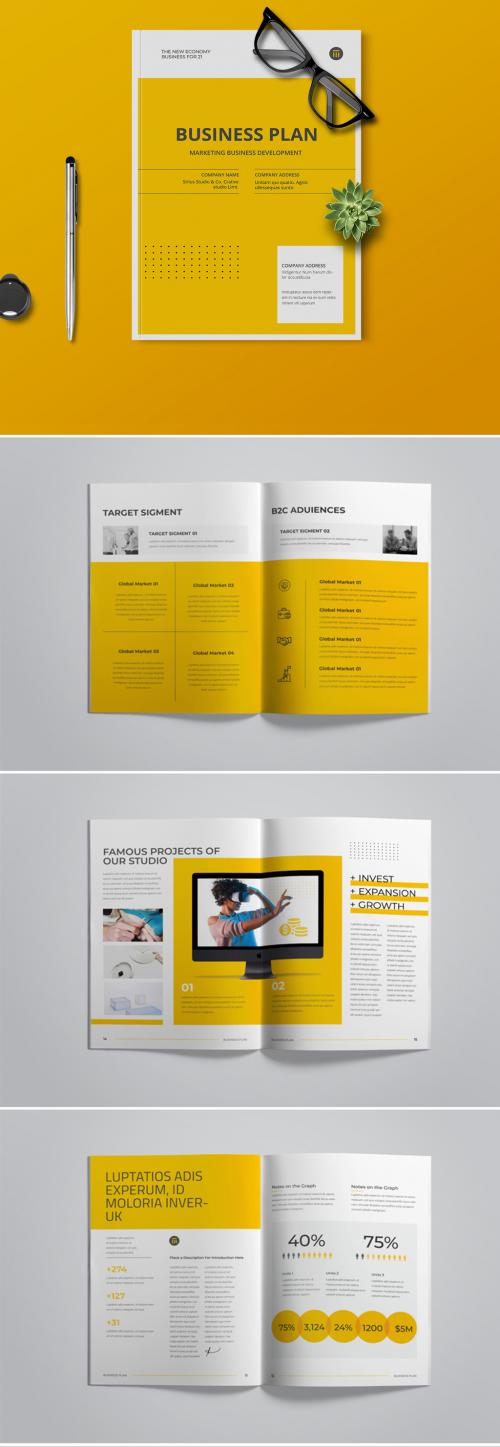 Adobe Stock - Business Plan Layout with Yellow Accents - 408376902