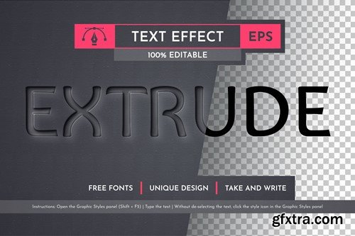 Extrude - Editable Text Effect, Font Style BXXC2BY