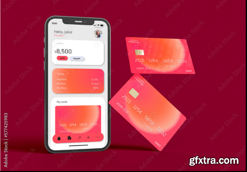 Two Credit Cards and Smartphone Mockup
