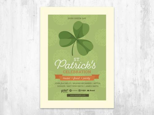 Adobe Stock - St. Patrick's Day Flyer Celerbation with Clover Shamrock - 409066121