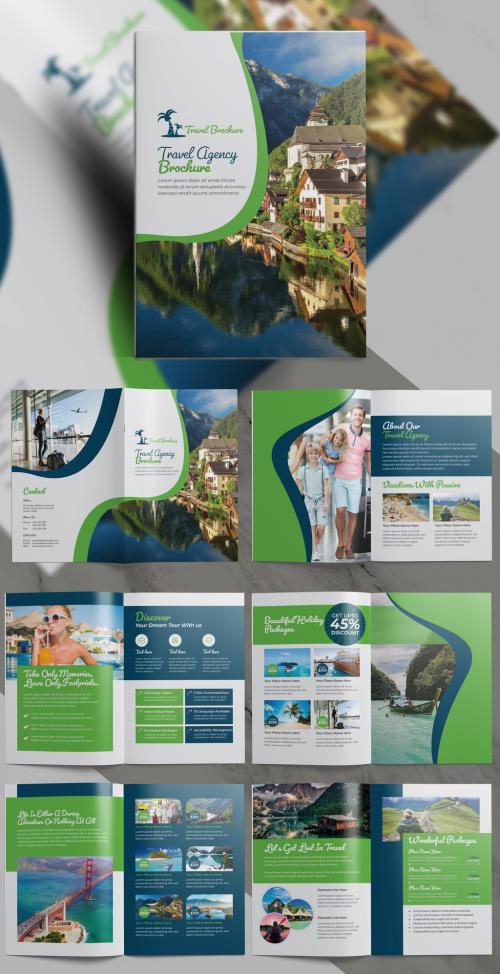 Adobe Stock - Travel Agency Brochure with Green and Blue Accents - 409116229