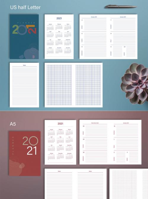 Adobe Stock - 2021 Weekly Planner Layout - 409290150