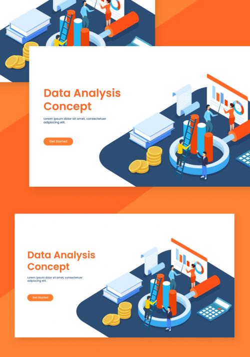 Adobe Stock - Landing Page Design with 3D Illustration of Business People Maintain the Data for Financial Growth or Data Analysis Concept - 409292983