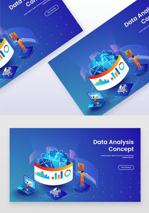 Adobe Stock - Isometric Illustration of Business People Analysis Data with Global Networking for Data Analysis Concept Based Landing Page - 409293013