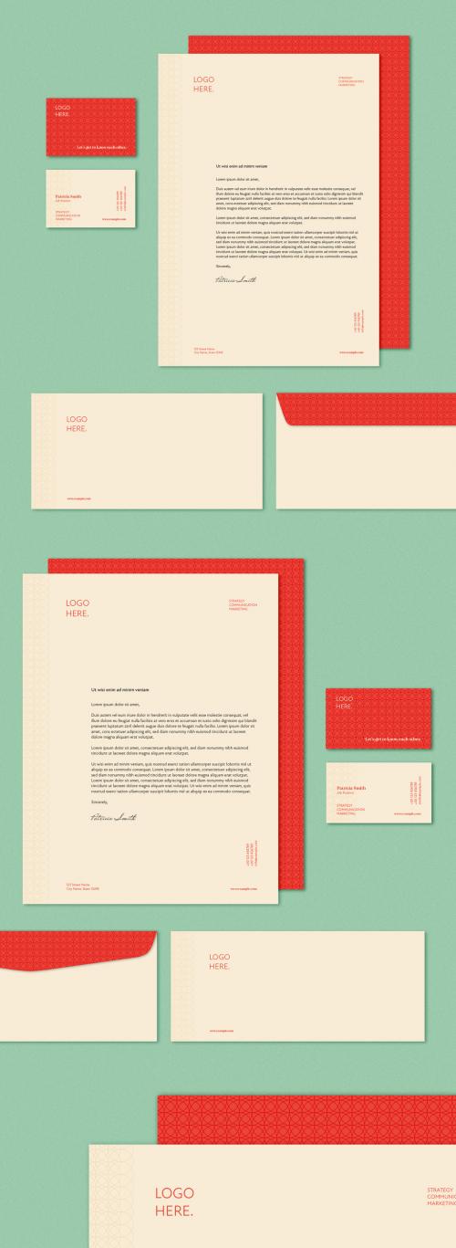Adobe Stock - Stationery Set with Geometric Pattern Accents - 410470216