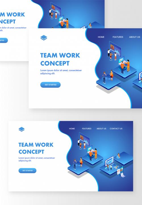 Adobe Stock - Isometric Illustration of Business People Working on Different Platforms for Data Analysis or Teamwork Concept Based Landing Page - 410487308