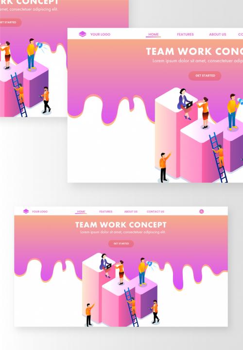 Adobe Stock - Isometric View of Business People Working Different Platform in Level Position for Teamwork or Company Growth Landing Page - 410487314