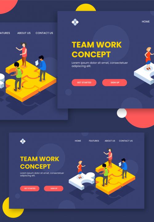 Adobe Stock - Team Work Concept Based Landing Page with Business People Working Together to Complete the Project - 410487390