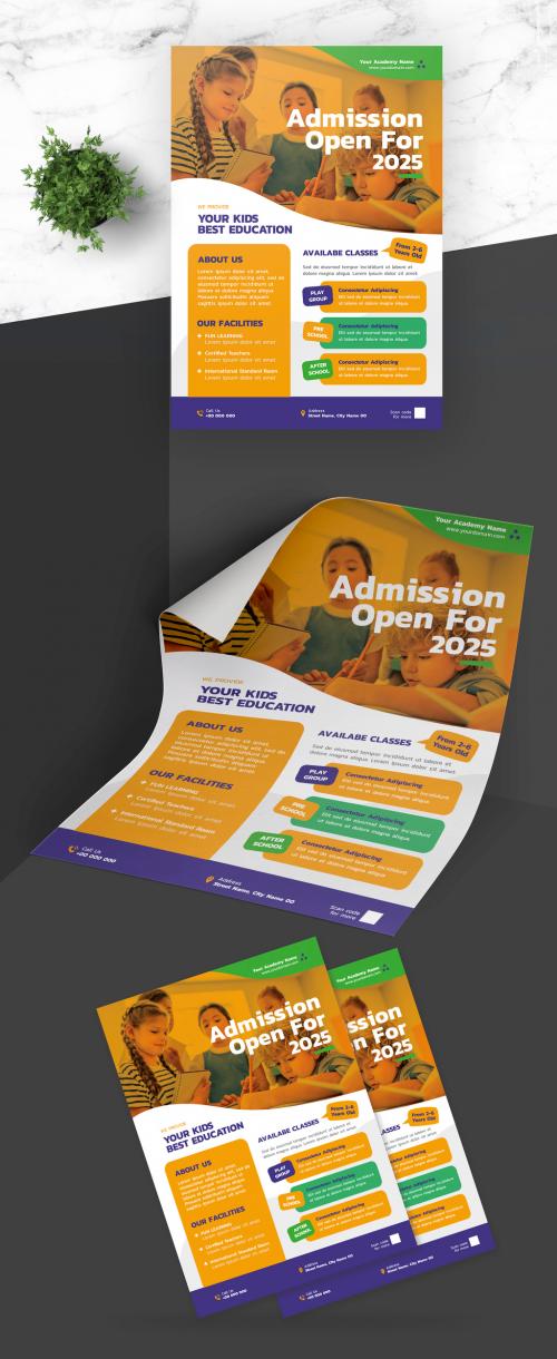 Adobe Stock - School Admission Flyer with Navy Blue Accent - 410712887
