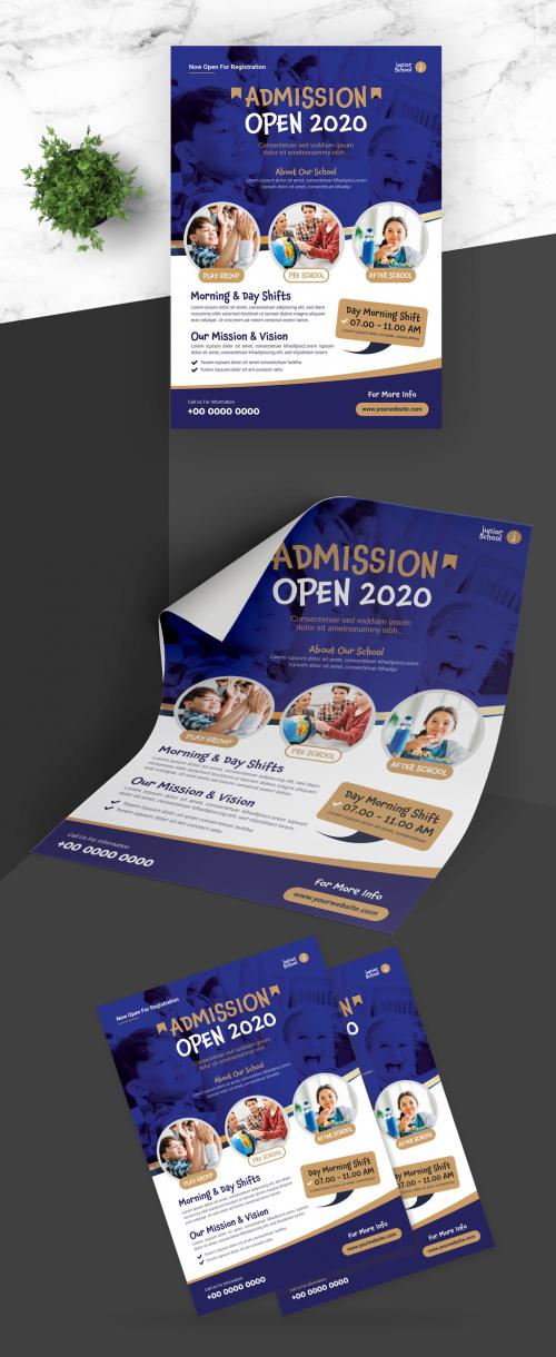 Adobe Stock - Exclusive Junior School Admission Flyer with Blue Gold Accent - 410712891