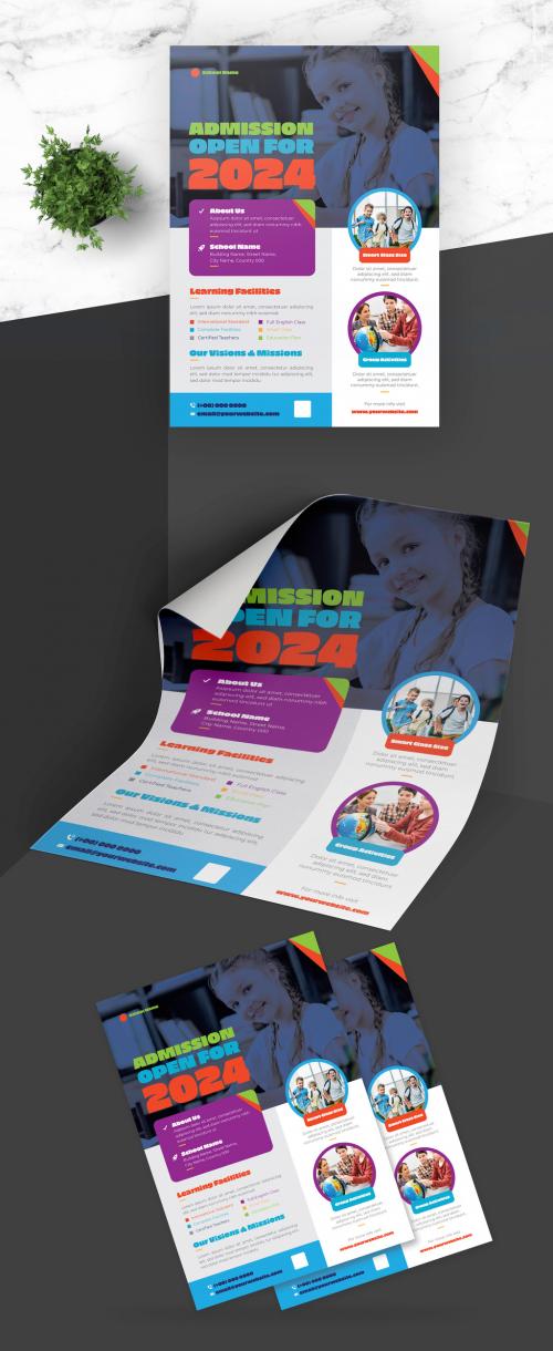 Adobe Stock - Modern Admission School Flyer with Colorful Accent - 410712934
