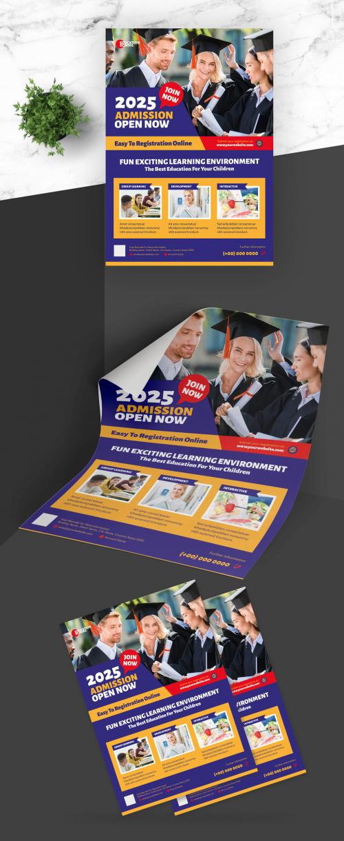 Adobe Stock - Junior Education Admission Flyer with Orange Accent - 410712948