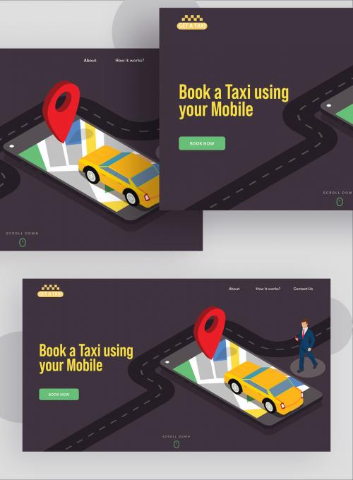 Adobe Stock - Responsive Landing Page Design for Book a Taxi Using Your Mobile. - 411041512