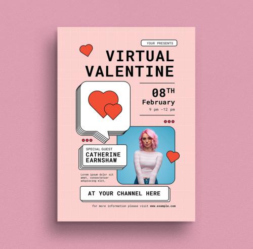 Adobe Stock - Virtual Valentine Event Flyer Layout - 411947964