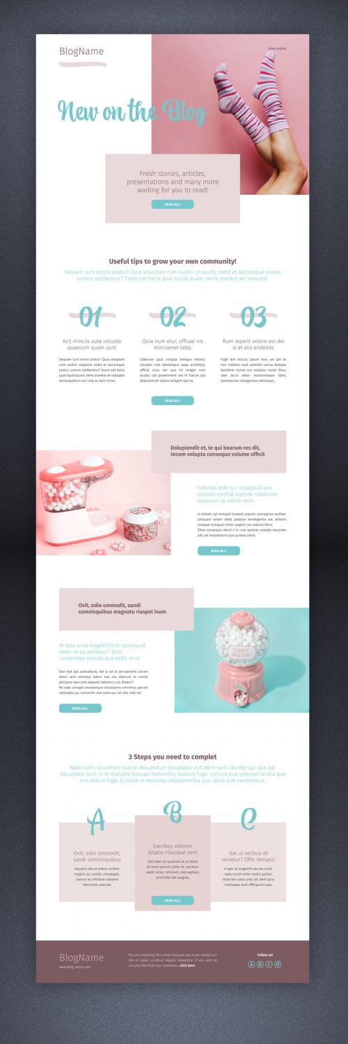 Adobe Stock - Blog Email Newsletter with Tourqoise and Pink Accents - 411968731