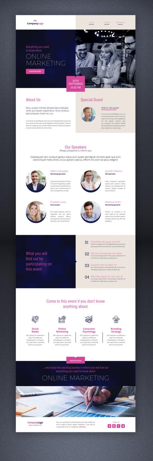Adobe Stock - Webinar Email Newsletter with Blue and Magenta Accents - 411968736