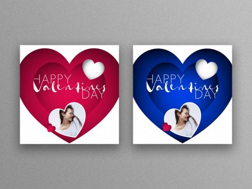 Adobe Stock - Red and Blue Valentine's Day Social Media Layouts - 412289021