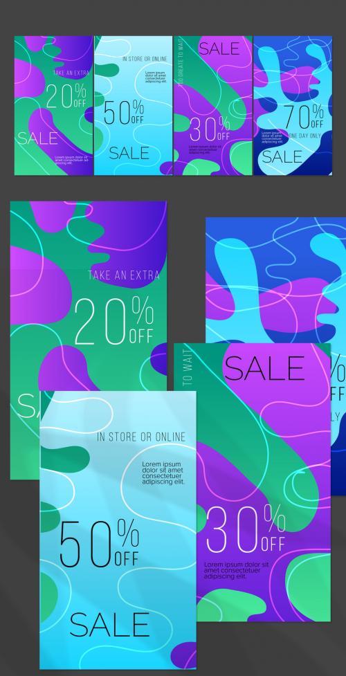 Adobe Stock - Social Media Post Layouts with Bright Gradient Spots and Stripes - 412614232