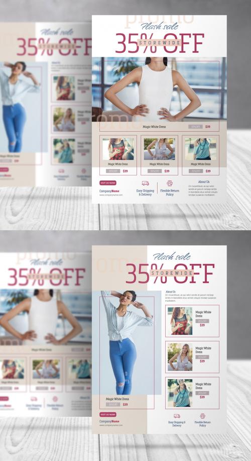 Adobe Stock - Product Promotion Flyer Layout with Red and Beige Accents - 412995335