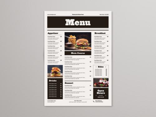 Adobe Stock - Newspaper Style Food Menu - 415228922