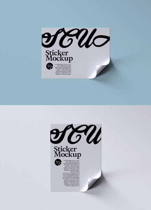 Adobe Stock - Rectangle Stickers Mockup Layout with Curled Corner - 415239799