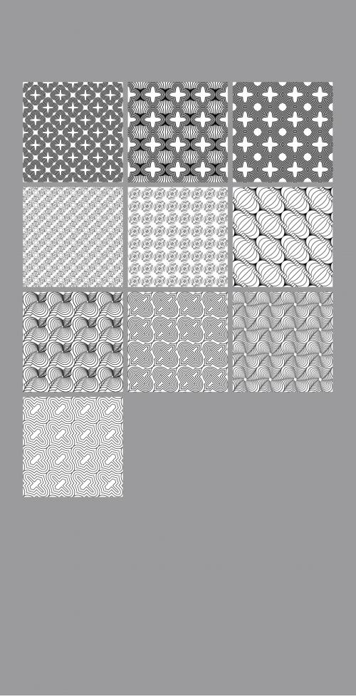 Adobe Stock - Seamless Pattern Collection with Simple Black and White Geometric Shapes - 415859454
