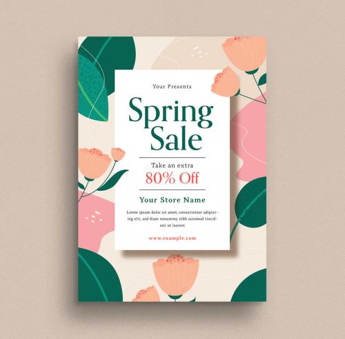 Adobe Stock - Floral Spring Sale Event Flyer Layout - 415928356