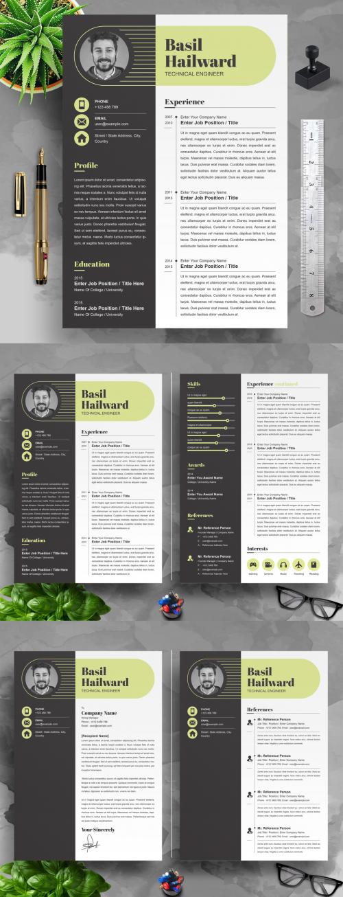 Adobe Stock - Resume and Cover Letter Layouts with Black Sidebar - 416123277