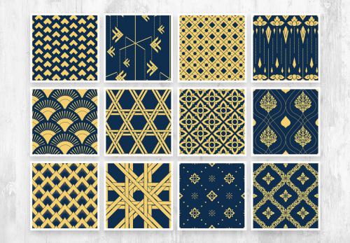 Adobe Stock - Thai Asian Patten Contemporary Blue and Gold - 416126984