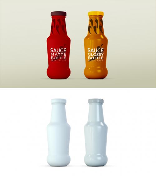 Adobe Stock - Glossy or Matte Glass Sauce Bottle Mockup - 416133067