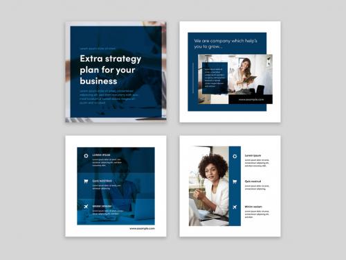 Adobe Stock - Social Media Layout Posts with Classic Blue Color - 416612910