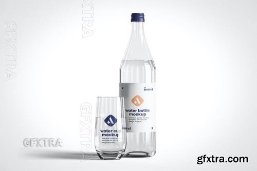 Water Glass and Bottle Mockup Q9SPRNU